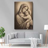 Madonna and Child - Sepia Sacred Embrace Illustration canvas wall art - Image 5