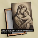 Madonna and Child - Sepia Sacred Embrace Illustration canvas wall art - Image 6