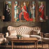 Madonna and Child Triptych by Master of the Saint Lucy Legend — three-panel canvas in a lounge