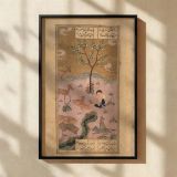 Majnun in Desert - Persian Miniature with Gold Tree and Pink Sky canvas wall art - Image 2