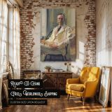 Man with Cat by Cecilia Beaux - White Suit with Yellow Cat and Light Brushwork canvas wall art - Image 3