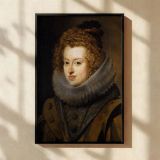 Maria Anna of Spain - Velazquez Queen with Lace Collar and Red Drapery canvas wall art - Image 2