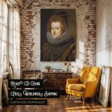 Maria Anna of Spain - Velazquez Queen with Lace Collar and Red Drapery canvas wall art - Image 3