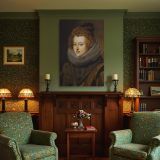 Maria Anna of Spain - Velazquez Queen with Lace Collar and Red Drapery canvas wall art - Image 4