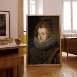 Maria Anna of Spain - Velazquez Queen with Lace Collar and Red Drapery canvas wall art - Image 7