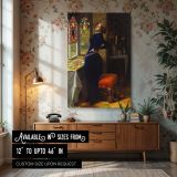 Mariana at the Window by John Everett Millais - Deep Blue Dress with Autumn Leaves canvas wall art