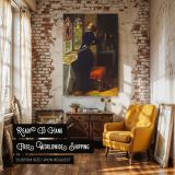Mariana at the Window by John Everett Millais - Deep Blue Dress with Autumn Leaves canvas wall art - Image 3