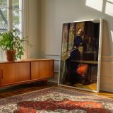 Mariana at the Window by John Everett Millais - Deep Blue Dress with Autumn Leaves canvas wall art - Image 6