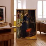 Mariana at the Window by John Everett Millais - Deep Blue Dress with Autumn Leaves canvas wall art - Image 7