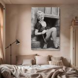 Marilyn in Black Corset Dress - Milton Greene 1956 Portrait Canvas Print - Image 2