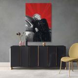 Marilyn in Black Fur Coat - Leaning on Classic Car Glam Canvas Wall Art - Image 7