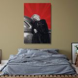 Marilyn in Black Fur Coat - Leaning on Classic Car Glam Canvas Wall Art - Image 8