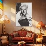 Marilyn in Dramatic Feather Headpiece - Retro Movie Glam canvas wall art - Image 4