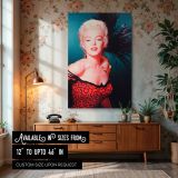 Marilyn in Red Dress and Feathers - Classic 1950s Glam Look canvas wall art