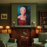 Marilyn in Red Dress and Feathers - Classic 1950s Glam Look canvas wall art - Image 5