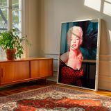 Marilyn in Red Dress and Feathers - Classic 1950s Glam Look canvas wall art - Image 7