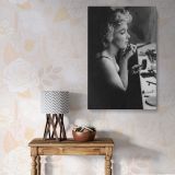 Marilyn Monroe Applying Makeup - Iconic Vanity Scene in Retro Canvas