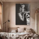 Marilyn Monroe Applying Makeup - Iconic Vanity Scene in Retro Canvas - Image 2
