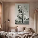Marilyn Monroe Bikini Pose - Iconic Model at Beach Vintage Canvas Wall Print - Image 2