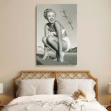 Marilyn Monroe Bikini Pose - Iconic Model at Beach Vintage Canvas Wall Print - Image 3