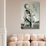 Marilyn Monroe Bikini Pose - Iconic Model at Beach Vintage Canvas Wall Print - Image 5
