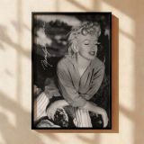 Marilyn Monroe Casual Top in Stripes - Soft Retro Glamour B&W Photo canvas wall art - Image 2