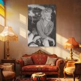 Marilyn Monroe Casual Top in Stripes - Soft Retro Glamour B&W Photo canvas wall art - Image 4