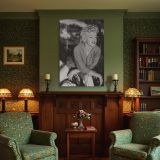 Marilyn Monroe Casual Top in Stripes - Soft Retro Glamour B&W Photo canvas wall art - Image 5