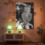 Marilyn Monroe Casual Top in Stripes - Soft Retro Glamour B&W Photo canvas wall art - Image 6