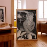Marilyn Monroe Casual Top in Stripes - Soft Retro Glamour B&W Photo canvas wall art - Image 8