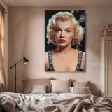 Marilyn Monroe Close-Up Portrait - Red Lips and Earrings Vintage Wall Canvas - Image 2