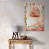 Marilyn Monroe Floral Portrait - Elegant Retro Canvas with Signature