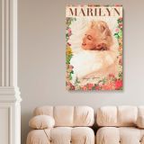 Marilyn Monroe Floral Portrait - Elegant Retro Canvas with Signature - Image 5