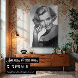 Marilyn Monroe Glam Pose - Black and White Framed Canvas Wall Art Gift