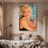 Marilyn Monroe Glamorous Pose - Retro Hollywood Canvas with Glitter Backdrop - Image 2