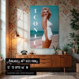 Marilyn Monroe Iconic Beach Scene - White Swimsuit Ocean Glam Print