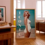Marilyn Monroe Iconic Beach Scene - White Swimsuit Ocean Glam Print - Image 8