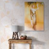 Marilyn Monroe in Beige Draped Dress - Elegant Fashion Portrait Canvas