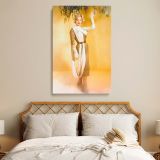 Marilyn Monroe in Beige Draped Dress - Elegant Fashion Portrait Canvas - Image 3