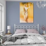 Marilyn Monroe in Beige Draped Dress - Elegant Fashion Portrait Canvas - Image 4