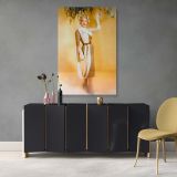 Marilyn Monroe in Beige Draped Dress - Elegant Fashion Portrait Canvas - Image 7