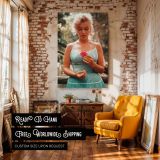 Marilyn Monroe in Green Dress - Flower in Hand Retro Portrait canvas wall art - Image 3