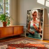 Marilyn Monroe in Green Dress - Flower in Hand Retro Portrait canvas wall art - Image 7