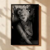 Marilyn Monroe in Striped Turtleneck - Iconic 1950s Casual Pose canvas wall art - Image 2