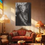 Marilyn Monroe in Striped Turtleneck - Iconic 1950s Casual Pose canvas wall art - Image 4