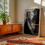 Marilyn Monroe in Striped Turtleneck - Iconic 1950s Casual Pose canvas wall art - Image 7