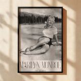Marilyn Monroe Lakeside Pose - B&W Photo for Vintage Decor canvas wall art - Image 2