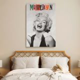 Marilyn Monroe Laughing Portrait - Collage Typography on Vintage Canvas - Image 3
