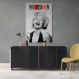 Marilyn Monroe Laughing Portrait - Collage Typography on Vintage Canvas - Image 7