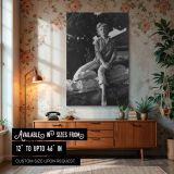 Marilyn Monroe on Rock - Classic 1950s Casual Fashion Pose canvas wall art